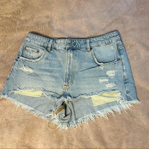 Zara Distressed Denim Jean Shorts